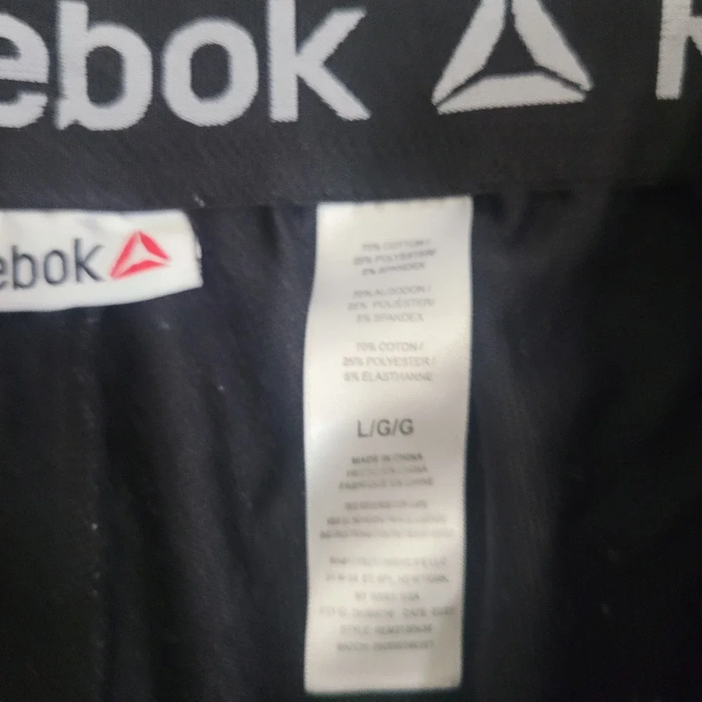 Reebok Large Jogger Pants Mens Black Tapered Bonded Zip Pocket Athletic‎
